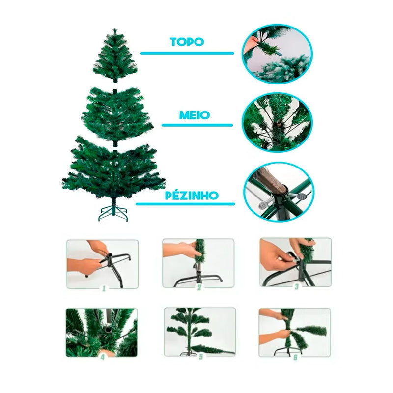 Árvore de Natal 1,50m Pinheiro Verde Tradicional com 380 Galhos - Decoração de Luxo para Natal